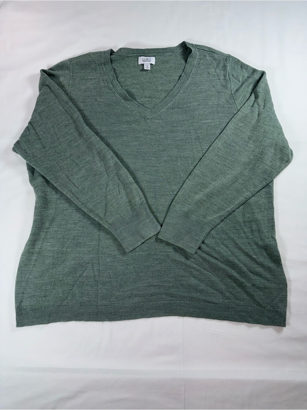 Croft & Barrow 3X Sage Green V Neck Lightweight Knit Sweater Plus Size